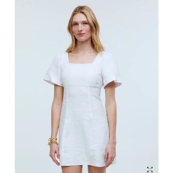 Madewell Square-Neck Linen Mini Dress New! - Picture 1 of 12